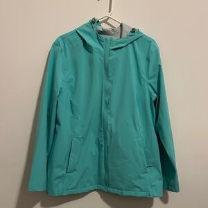 Light Teal Hooded Rain Jacket - Women